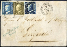 Cover 1859, Lettera (mancante Di Una Parte Laterale) Del 17.2.1859 Da Palermo A Girgenti Affrancata 1 Grano Verde Oliva  - Sicilië