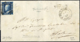 Cover POLIZZI, Ovale S.f. Su Lettera Completa Del Testo Del 22.8.1859 Per Palermo, Affrancata Con 2 Grana Azzurro Scuris - Sicile