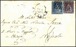 Cover 1852, Lettera Del ...8.1852 Da Livorno A Napoli, Affrancata Con 1 Cr. Carminio Su Azzurro (un Margine Leggermente  - Toscana