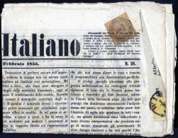 Cover 1855, Giornale Da Vienna Il 1.2 Per Firenze Affrancata Con 1 Kreuzer Giallo (tagliato Su Fascietta) E 2 Soldi Nero - Tuscany