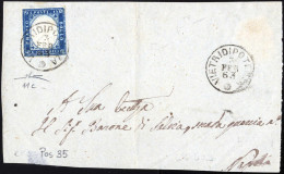 Cover 1863, Frontespizio Di Lettera Del 3.2.1863 Da Vietri Di Potenza A Napoli, Affrancata Con 20 C. Cobalto Latteo, Amp - Autres & Non Classés