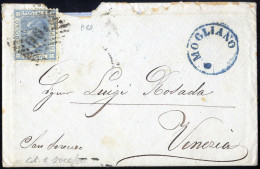 Cover 1870, Lettera Da "Mogliano" C1 Azzurro Punti 12, Del 16.12 Per Venezia Affrancata Con 20 C. Celeste, Sass. 26 - Otros & Sin Clasificación