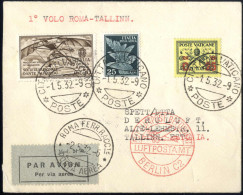 Cover 1932, Primo Volo Roma-Tallin, Lettera Di Posta Aerea Del 1.5.1932 Da Città Del Vaticano Via Roma A Tallin (Estonia - Autres & Non Classés