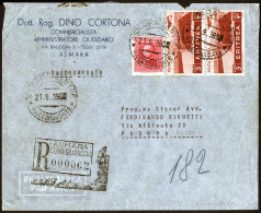 Cover 1939, Lettera Raccomandata Da Asmara Il 21.9 Per Padova Affrancata Con 75 C. Rosa Carminio Vitt. Em. III E Coppia  - Eritrea