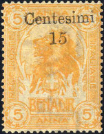 ** 1905, 15 C. Su 5 A. Arancio, Nuovo Con Gomma Integra, Cert. Alberto Diena, Sass. 8 - Somalia