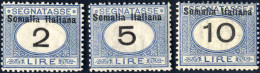 * 1926, Segnatasse D'Italia Con Soprastampa "Somalia Italiana" In Alto E Moneta Italiana, Arancio E Nero E Azzurro E Ner - Somalia