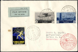 Cover 1932, Due Aerogrammi Del 8.3.1932 Da Tripoli A Roma E Berlino, Il Primo Raccomandato E Affrancato Con VI. Fiera Di - Somalia