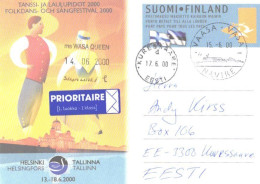 Finland:Estonia:Postal Stationery, Folk Dance And Sing Festival Helsinki-Tallinn, M/S Wasa Queen - Enteros Postales