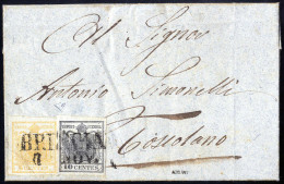 Cover 1851, Lettera Da Brescia Il 7.11 Per Toscolano Affrancata Con 5 C Giallo Ocra E 10 C Grigio Nero, Firmata Emilio D - Lombardy-Venetia