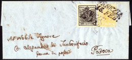 Cover 1853, Lettera Da Venezia Il 16.2 Per Padova Affrancata Con 5 C Giallo Ocra E 10 C. Nero, Firmata ED, Sass.1,2 / 15 - Lombardo-Venetien