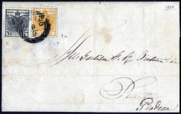 Cover 1858, Lettera Del 9.9 Per Piadena Affrancata Con 5 C Giallo Con Spazio Tipografico E 10 C Nero, Firmata ED E Rayba - Lombardo-Vénétie