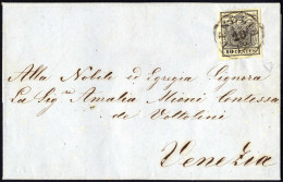 Cover 1854, Lettera Da Venezia Il 28.3 Per Città Affrancata Con 10 C. Nero Carta A Mano, Cert. Enzo Diena, Sass.2 / 750, - Lombardy-Venetia