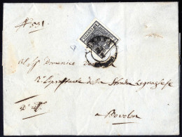 Cover 1857, Lettera Da Verona Il 18.3 Per Bovolon Distretto Affrancata Con 10 C. Nero Carta A Mano, Firmata ED, Sass.2 / - Lombardo-Venetien