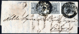 Cover 1851, Letterina Da Belluno Il 20.11 Per Padova Affrancata Con Striscia Verticale Di Tre Del 10 C. Grigio Nero Di C - Lombardy-Venetia