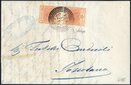 Cover 1851, Lettera Da Milano (C4 - 10-11A Punti 5) Il 27.11 Per Toscolano Affrancata Con Due 15 C. Rosa, Carta A Mano,  - Lombardy-Venetia