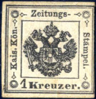 * 1859, Segnatasse Per Giornali 1 Kr. Nero, 1° Tipo, Nuovo Con Gomma Originale, Difettoso (leggermente Corto A Destra),  - Lombardo-Vénétie