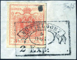 Piece "Hütteldorf", RyB-ROeh Mü. 180 Punkte, Briefstück Vom 5.10 Mit 3 Kr. Type III Pl. ANK 5 HP - Andere & Zonder Classificatie