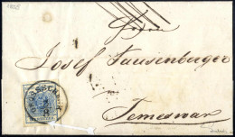 Cover "Grossschenk", Sb-R (Müller 70 Punkte), Brief Vom 3.8.1858 Nach Temesvar Frankiert Mit 9 Kr. Blau Type IIIb MP, At - Otros & Sin Clasificación