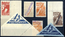 ** 1931/1966, Schmiedl Raketenpost, Kleine Zusammenstellung Von 7 Marken (1 Gebraucht) 4 Reco-Vignetten Und 40 Verschied - Sonstige & Ohne Zuordnung