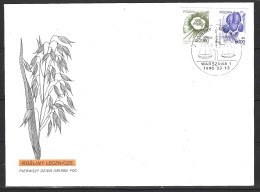 POLOGNE. N°3082-3 De 1990 Sur Enveloppe 1er Jour. Plantes Officinales. - Geneeskrachtige Planten