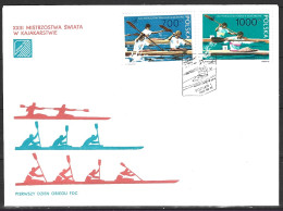 POLOGNE. N°3085-6 De 1990 Sur Enveloppe 1er Jour. Canoë-Kayak. - Canoe