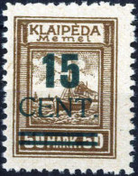 ** 1923, Angliederung Des Memellandes An Litauen 15 CENT Auf 50 M Dunkelockerbraun, Type I, Postfrische Originalgummieru - Klaipeda 1923