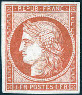 * 1849, 1 Fr. Vermillion Vif, Très Bien Margée Tout Autour, Neuf Avec Gomme Originale, Pièce Très Propre Et Très Fraiche - Otros & Sin Clasificación