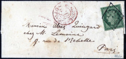 Cover 1851, Lettre Locale Du 8.2.1851 De Paris, Affranchie Avec Cérès 15 C. Vert, Marges étroites à Bonnes, Oblitérée Av - Sonstige & Ohne Zuordnung