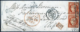 Cover 1852, Lettre Du 24.2.1852 De Paris à Clifton (Angleterre), Affranchie D'une Paire Verticale De Cérès 40 C. Orange  - Other & Unclassified