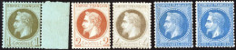 **/* 1862-70, Napoléon III Lauré: 1 C. Bronze Avec Borde De Feuille, 2 C. Rouge-brun, 4 C. Gris Et 20 C. Bleu Type I Et  - Sonstige & Ohne Zuordnung