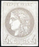 * 1870, Émission Du Bordeaux 4 C. Gris (Report 1) Neuf Avec Gomme Originale, Bien Margé, Sign. Calves (Mi. 38a, Yv. 41A, - Sonstige & Ohne Zuordnung