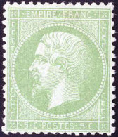 * 1871, 5 C.vert Pale S. Bleu, Neuf Avec Gomme Originale, Bonne Centrage, Très Frais Timbre, Sign. Roumet Et Calves (Mi. - Otros & Sin Clasificación