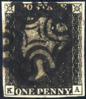 O 1840, 1 D Penny Black In A Deeper Shade, Lettered KA, Four Fine To Large Margins, Cancelled With The Black Maltese Cro - Other & Unclassified