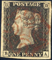 O 1840, 1 D Penny Black, Lettered BA, Large To Very Large Margins All Around, Light Cancelled With A Very Fine Struk Mal - Sonstige & Ohne Zuordnung