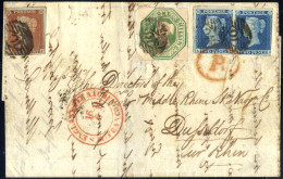 Cover 1853, Lettersheet Dated 15.6.1853 Via Aachen To Düsseldorf (sur Rhin), Franked With 1 D. Red-brown On Bluish Paper - Otros & Sin Clasificación