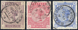 O 1883, 2'6 Sh Purple, 5 Sh Rose Purple And 10 Sh Ultramarine, Three Clean Used And Faultless Values (Mi. 82-4, € 500).  - Otros & Sin Clasificación