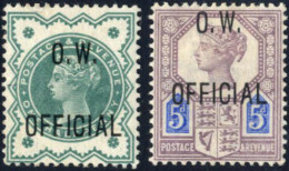 * 1896-1902, ½ D. Blue-green And 5 D. Dull Purple And Blue (II), Overprint "O.W.OFFICIAL", Both Mint With Part Original  - Other & Unclassified