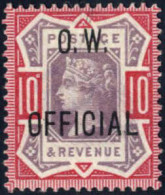 ** 1902, QV 10 D. Dull Purple And Carmine, Overprint "O.W.OFFICIAL", MNH, Very Fresh And Superb, Si Gned A.Diena And Cer - Other & Unclassified