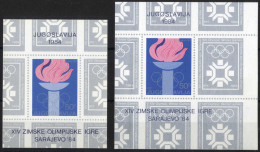 ** 1984, Olympische Winterspiele In Sarajevo, Zwei Blöcke Mi. 22 Mit Wesentlich Breiterem Schnitt Unten Und Rechts (eine - Other & Unclassified