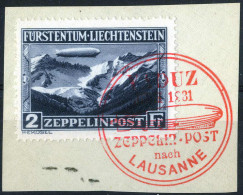 Piece/cover 1931, Brief Mit 2 Fr. Zeppelin Von Vaduz Am 10.6. über Lausanne Nach Luzern (Schweiz), Dazu Beide Zeppelinma - Andere & Zonder Classificatie