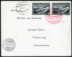 Cover 1931, Brief Mit Beiden Zeppelinmarken Von Vaduz Am 10.6. über Lausanne Nach Triesenberg, Mi. 114,115 - Andere & Zonder Classificatie