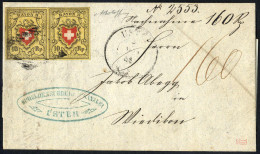 Cover 1854, Brief Aus Uster Am 25.4. Nach Wiedikon Frankiert Mit Paar 10 Rp Rayon II Ohne Kreuzeinfassung, Unterdruck Ch - Andere & Zonder Classificatie