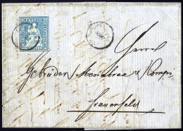 Cover 1857/60, 4 Briefe Mit Strubel-Frankaturen, 10 Rp Mit Fingerhutstempel Amriswil Vom 5.3.1859 Nach Frauenfeld, 15 Rp - Autres & Non Classés