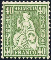 ** 1863, 40 (C) Gelblichgrün, Originalgummi Postfrisch, Attest Renggli, Mi. 26 / 3200,- - Otros & Sin Clasificación
