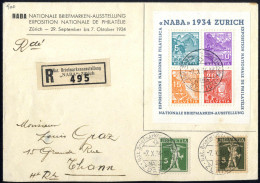 Cover 1934, Naba Block, Eingeschriebener Brief Der NABA Vom 7.10. Nach Thann Frankiert Mit Dem Block Und Zusatzfrankatur - Otros & Sin Clasificación
