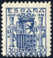 ** 1936, Spanischer Staat, 30 C. Blau, Postfrisch In Einwandfreier Erhaltung, Attest Colla Und Sign. E.Diena Und Sorani  - Other & Unclassified