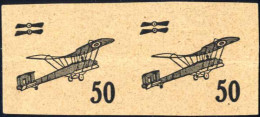 (*) 1922, Aufdruckproben In Schwarz, Ungezähntes Paar 50 Ha Auf Papier Ohne Gummi, Attest Holcombe, Waagrechter Bug, Mi. - Other & Unclassified