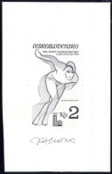 (*) 1980, Olympische Winterspiele Lake Placid, 2 Kc. Signierter Künstlerprobedruck (die Proof) In Schwarz Auf Kartonpapi - Other & Unclassified