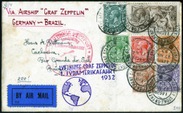 Cover 1932, "1. Südamerikafahrt-1932", Brief Von Stoke-on-Trent Nach Rio Grande Do Sul, Frankiert Mit 1 Sh (6 Werte), Un - Other & Unclassified