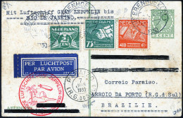 Cover 1930, "Südamerikafahrt", Ganzsachen-Karte Von S Herenhoek Nach Rio Grande Do Sul, Frankiert über 122½ C., Mi. 64 M - Andere & Zonder Classificatie